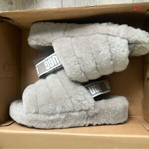 UGG Fluffy Gray Slippers